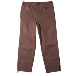 Liverpool Jeans Women 14/32 Mauve Pink Gia Glider Crop PullOn Ankle Slit Raw Hem